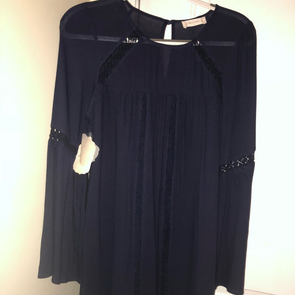 Long sleeve blue dress